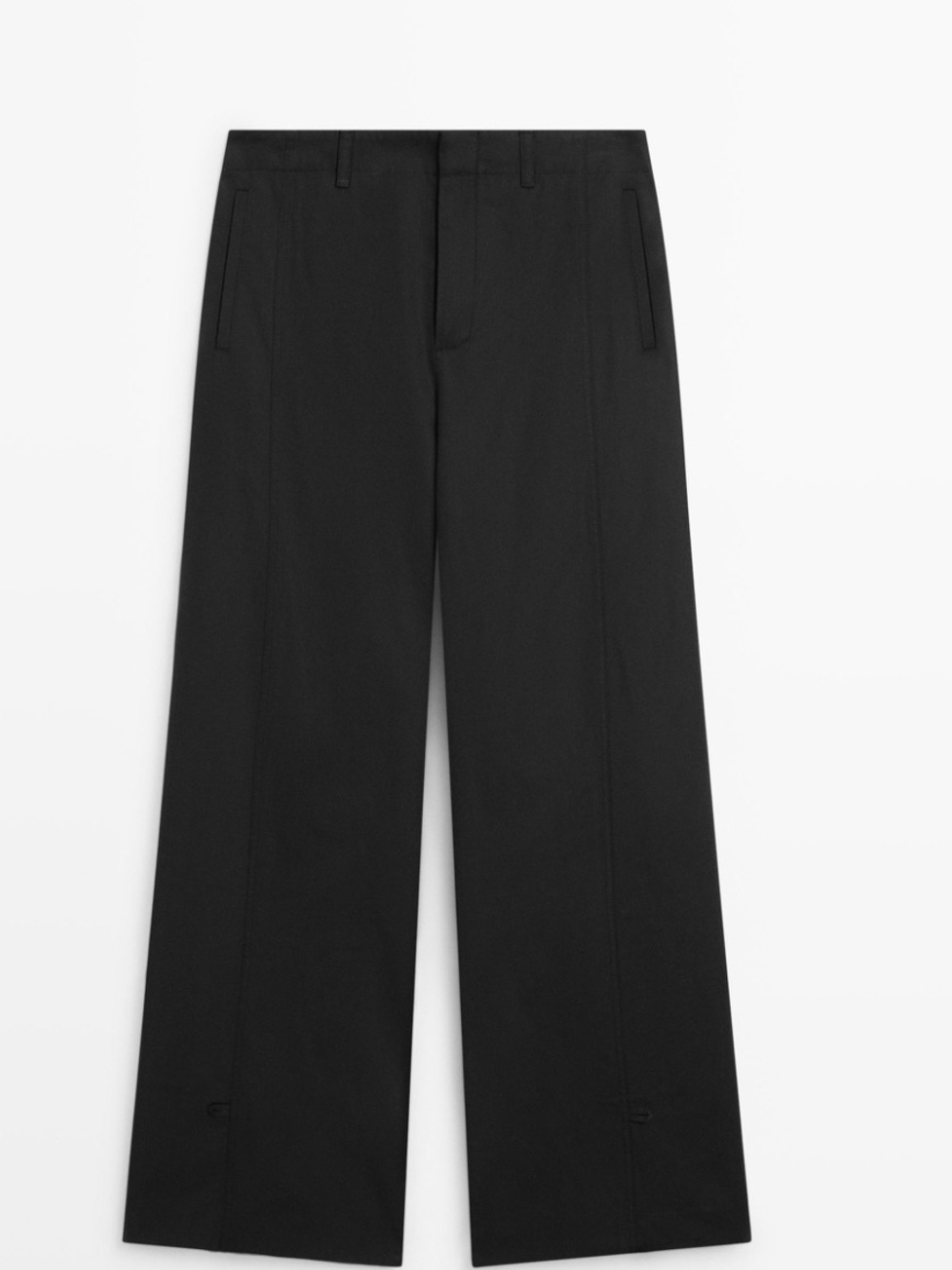 Massimo Dutti NWT black wide leg cotton blend trousers